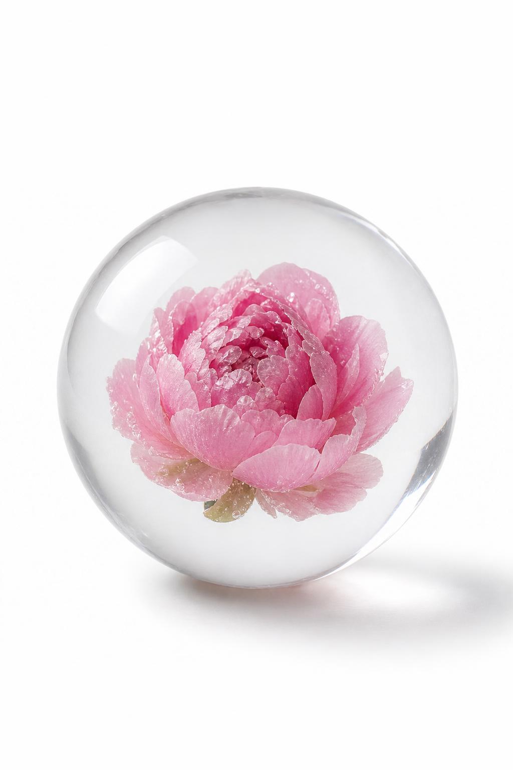 Enclos™ embedded inclusion ice Glacée Enclos collection — reusable crystal-clear ice cubes with keepsake charms, edible gold flakes and custom inclusions suspended inside